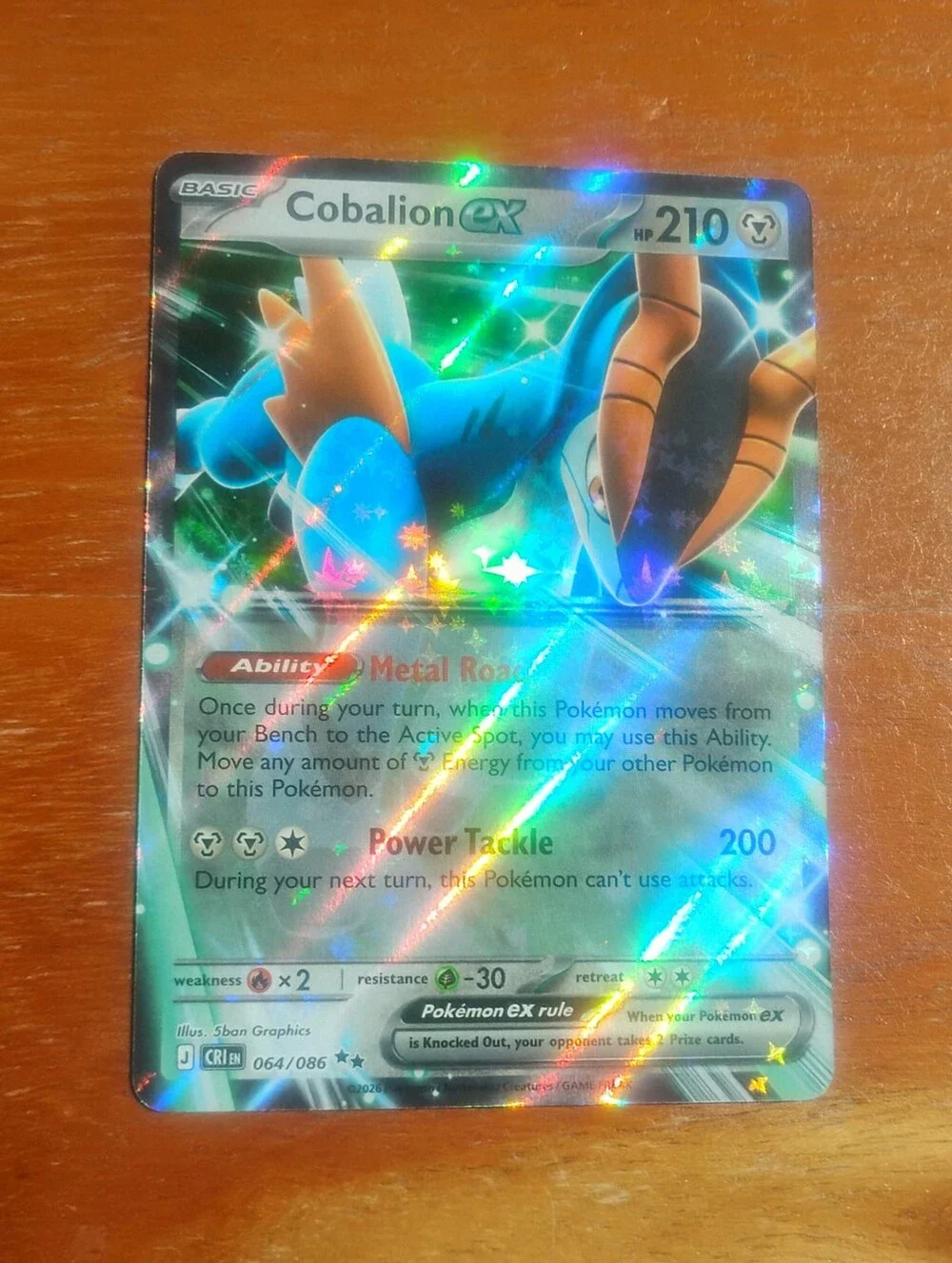 Mint 2026 Holo Cobalion EX Mega Evolutions Chaos Rising Pokemon Card